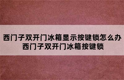 西门子双开门冰箱显示按键锁怎么办 西门子双开门冰箱按键锁